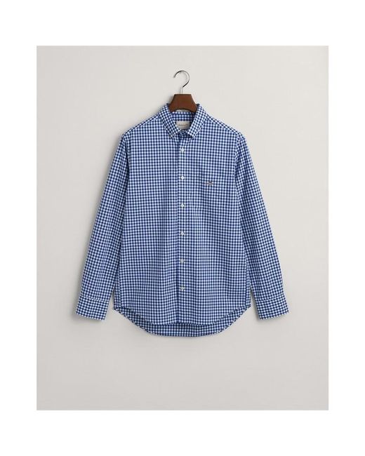Gant Blue Regular Fit Gingham Poplin Shirt for men