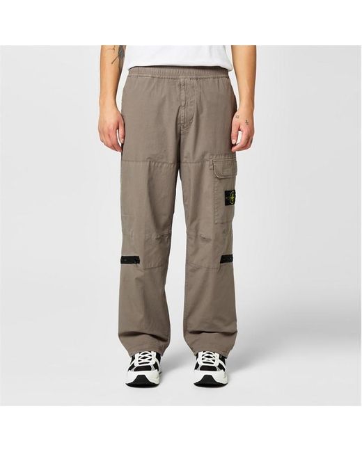 Stone Island Gray Ripstop Cargo Trousers for men