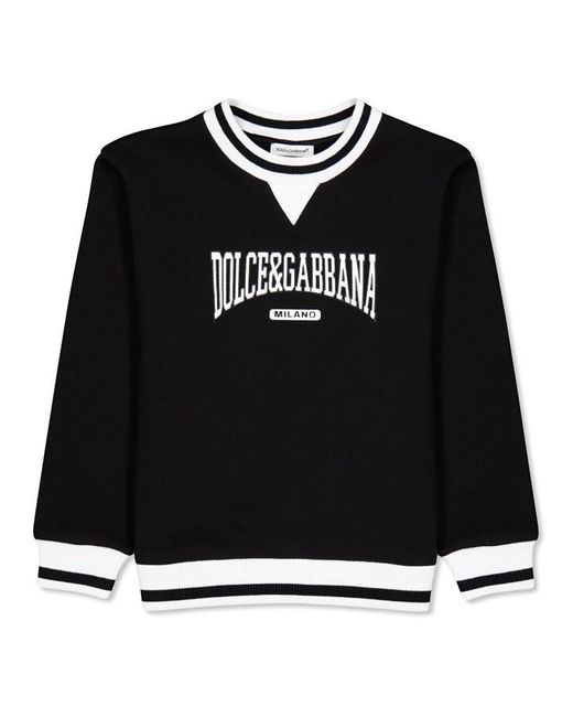 Dolce & Gabbana Black Dg Logo Crew