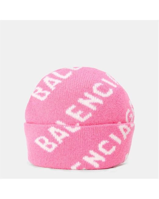 Balenciaga Pink Logo Beanie