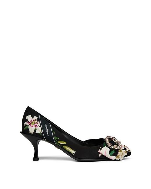 Dolce & Gabbana Black Floral Print Pumps