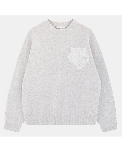 The Couture Club White Fluffy Knit Crew Sweater