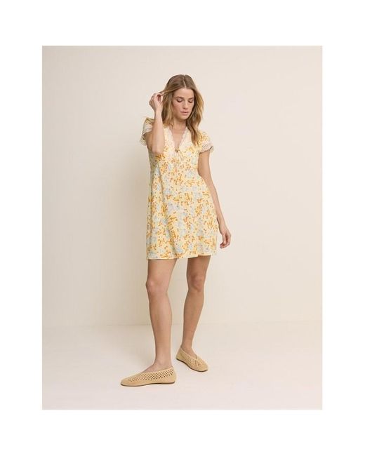 Nobody's Child Natural Aida Short Sleeve Mini Dress