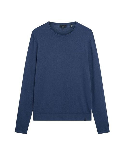 Ted Baker Blue Linen Blend Crew Neck Jumper for men