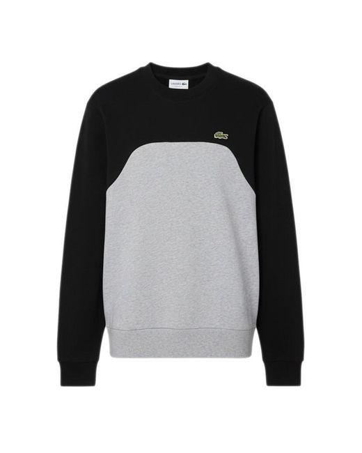 Lacoste Black Colour Block Cotton Fleece Sweatshirt for men