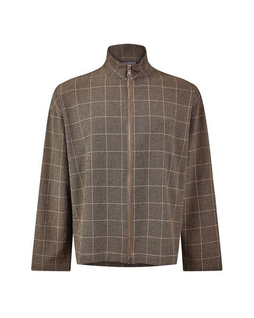 MKI Miyuki-Zoku Gray Check Track Overshirt for men