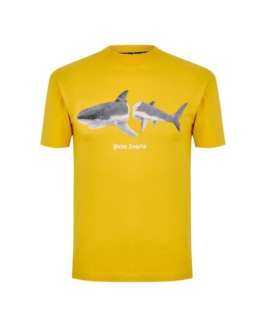 Palm Angels Yellow Shark T-Shirt for men