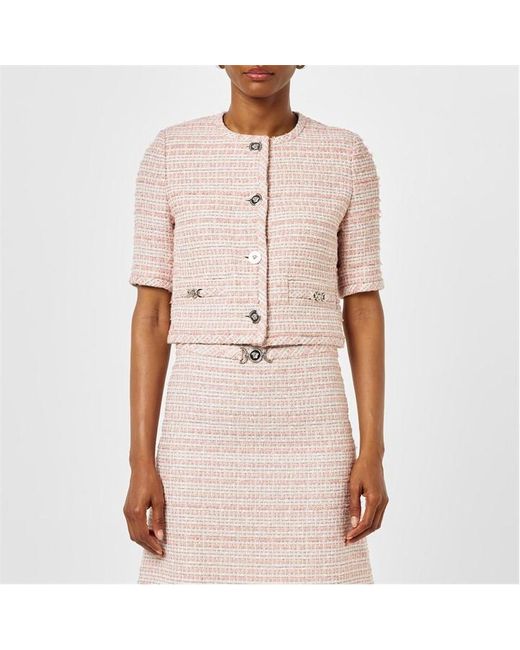 Versace Pink Tweed Cotton Short Sleeve Overcoat