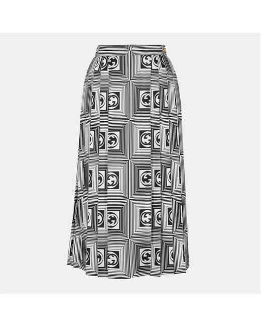 Gucci Gray Silk Midi Skirt