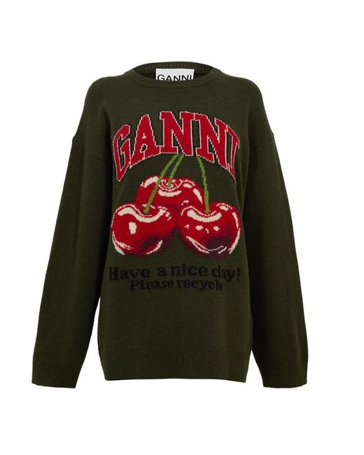 Ganni Black Kalamata Oversized Graphic Jumper