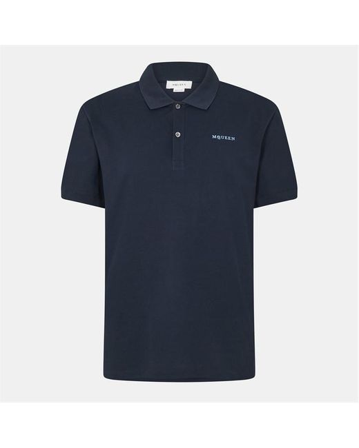 McQueen Blue Short Sleeve Polo Shirt for men