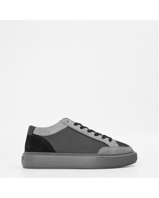 Cleens Gray Minimalist Leather Luxor Trainers for men