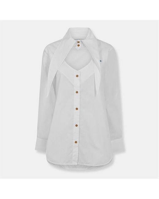 Vivienne Westwood White Viv Heart Long Sleeve Oxford Shirt