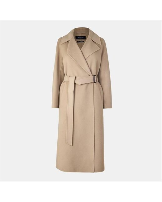 Weekend by Maxmara Natural Manu Wool Long Sleeve Longline Overcoat