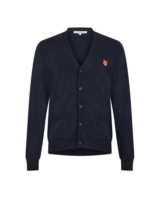 Maison Kitsuné Blue Fox Hooded Merino Cardigan for men