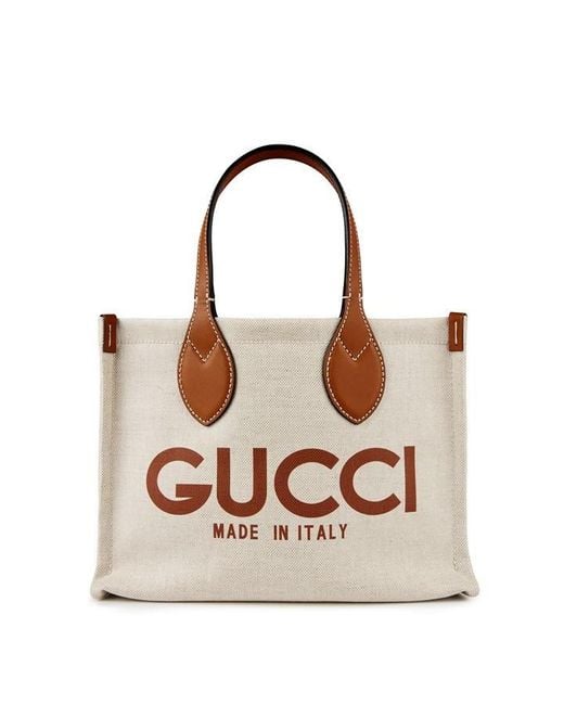 Gucci Brown Reversible Leather Printed Canvas Tote Bag