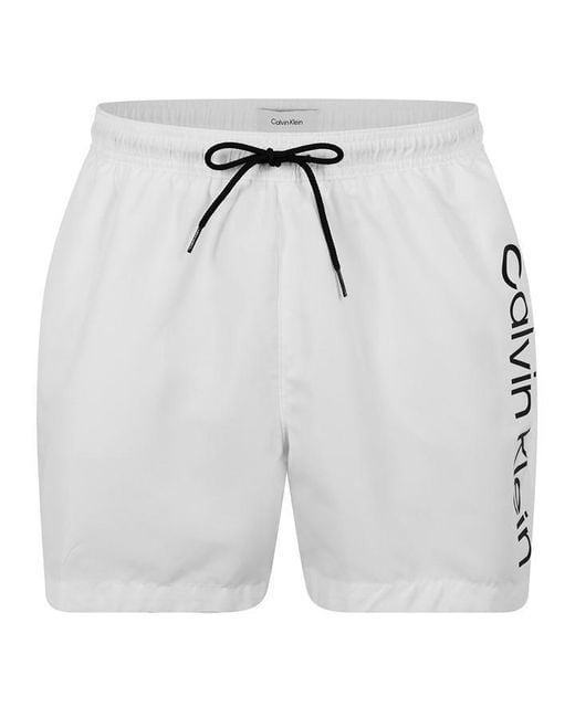 Calvin Klein White Large Logo Swim Shorts for men