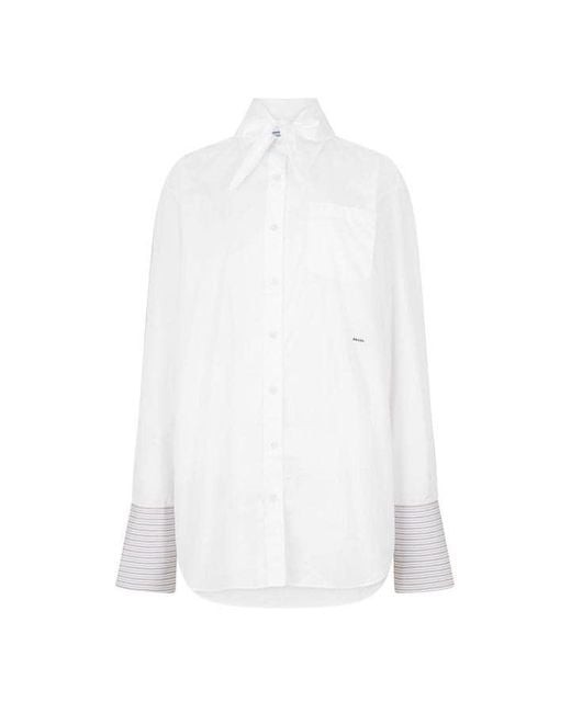 Prada White Long Sleeve Sh Ld64