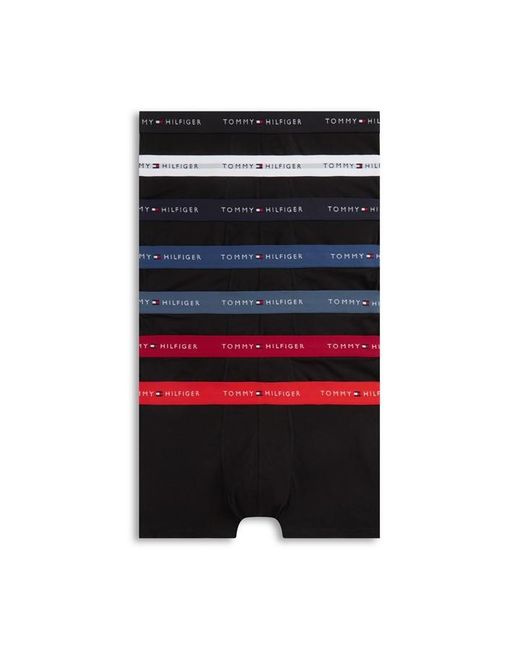 Tommy Hilfiger Black 7-Pack Signature Repeat Logo Waistband Trunks for men