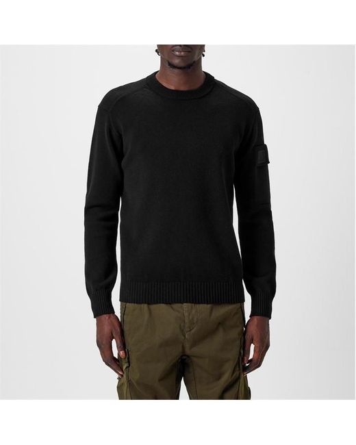 CP COMPANY METROPOLIS Black Crew Neck Knit Jumper for men