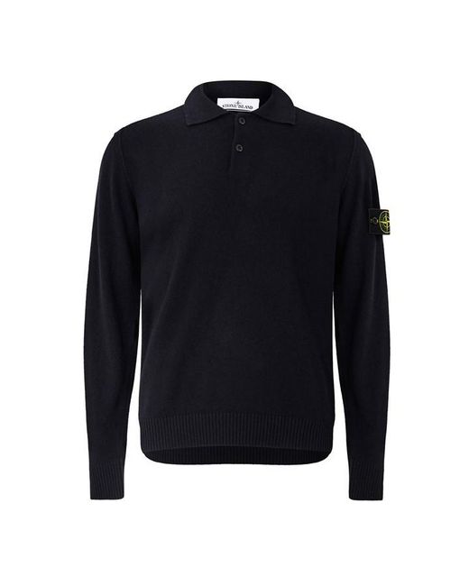 Stone Island Blue Stone Knt Ls Polo Sn64 for men