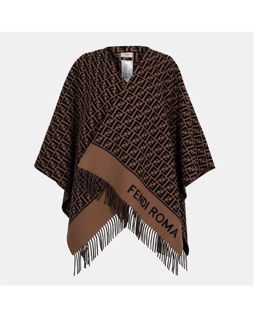 Fendi Brown Wool And Cashmere Poncho