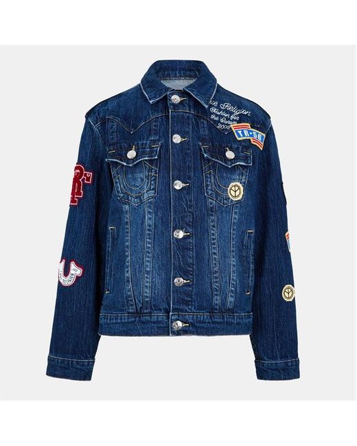 True Religion Blue Oversized Jimmy Patch Jacket