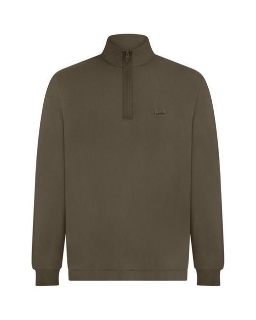 C P Company Green Long Sleeve Quarter Zip Polo Shirt for men