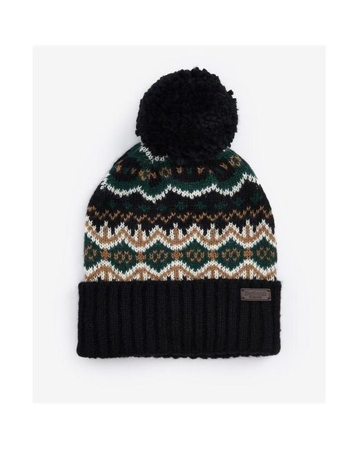 Barbour Black Case Fairisle Beanie Loch for men