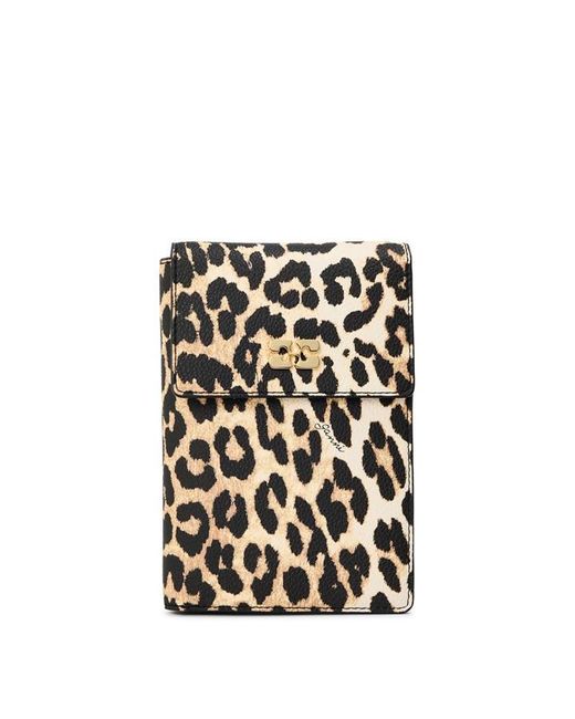 Ganni Black Travel Wallet Printed Zip Around Purse