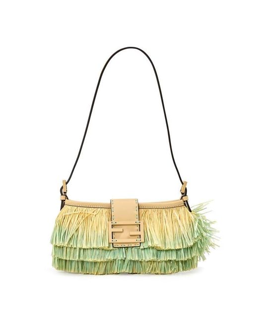 Fendi Metallic Raffia Baby Shoulder Bag