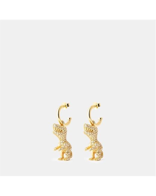 COACH Metallic Junior Rexy Hug Huggie Earrings
