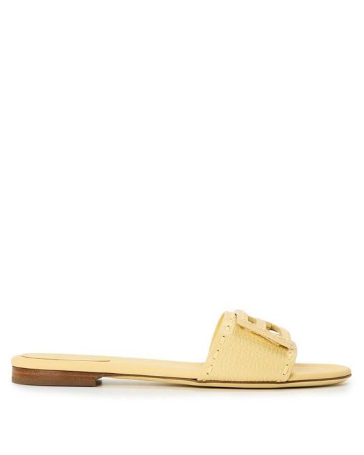 Fendi Natural Baguet Slide Flat Sandals