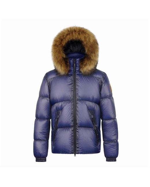 ARCTIC ARMY Blue Puffer Og Hooded Long Sleeve Short Puffer Jacket for men