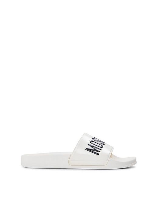 Moschino White Slider Slippers for men