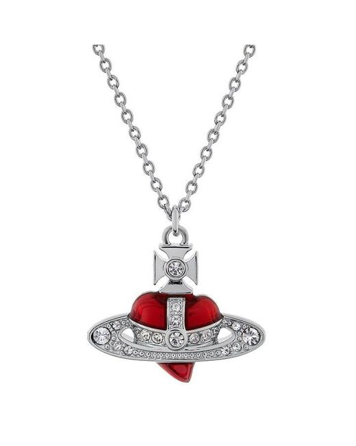 Vivienne Westwood White Diamante Heart Pendant Necklace