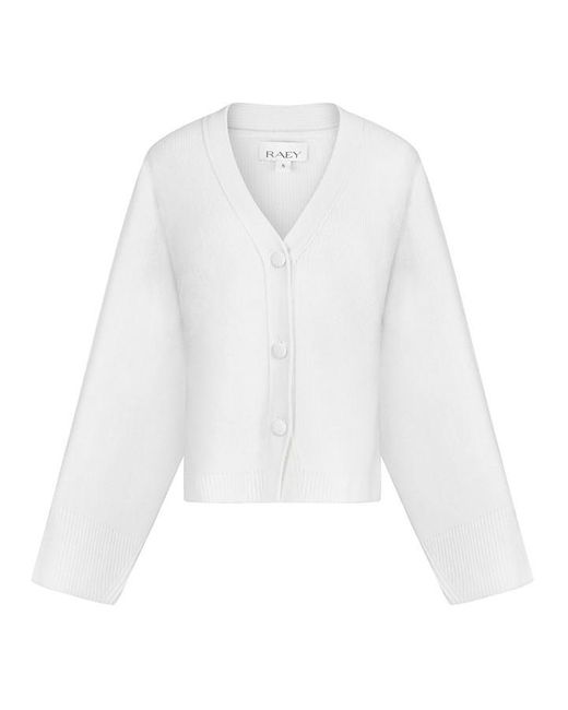 Raey White V-Neck Cardigan