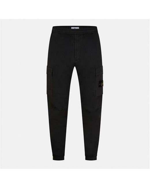 Stone Island Black Satin Cargo Trousers for men