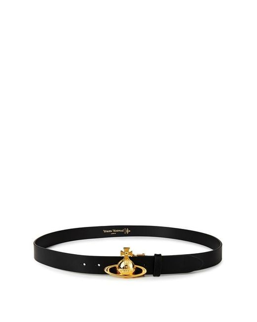 Vivienne Westwood Black Saturn Orb Buckle Belt for men