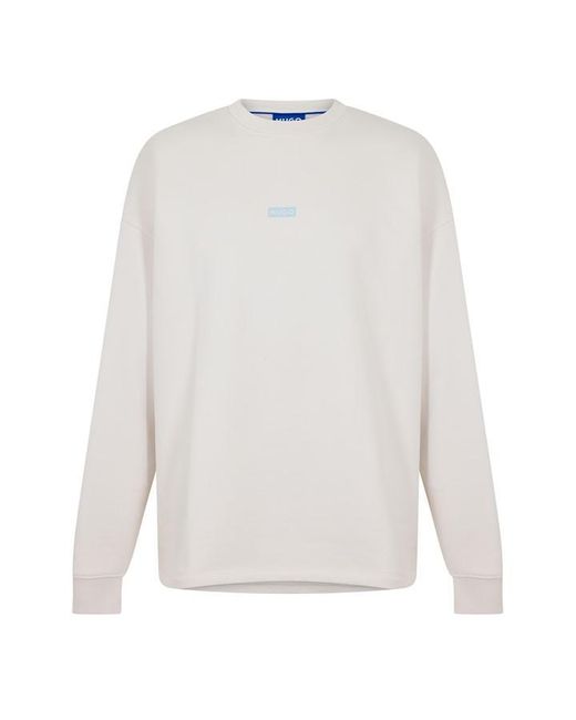 HUGO White Naviu Crew Sweatshirt for men
