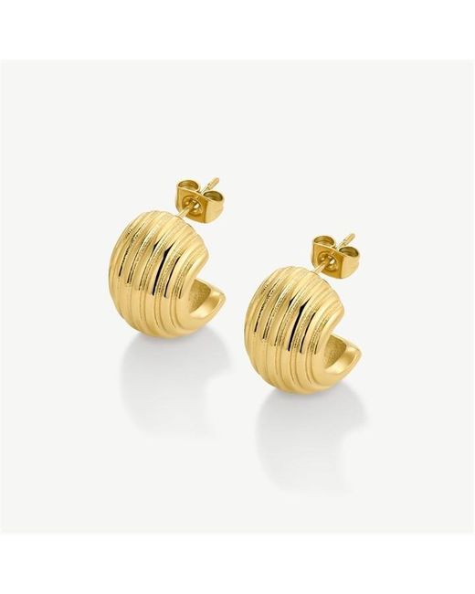 D.Louise Metallic Ribbed Dome Hoop Earrings