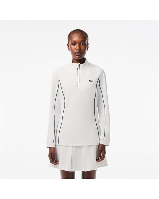 Lacoste White Slim-Fit 1/4 Zip Sweatshirt