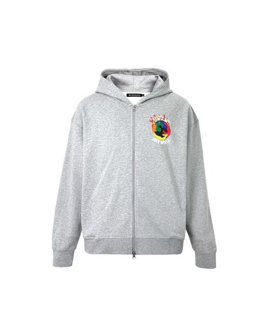 PRETTY BOY UGLY WORLD Gray The Cotton Long Sleeve Zip Overhead Hoodie for men