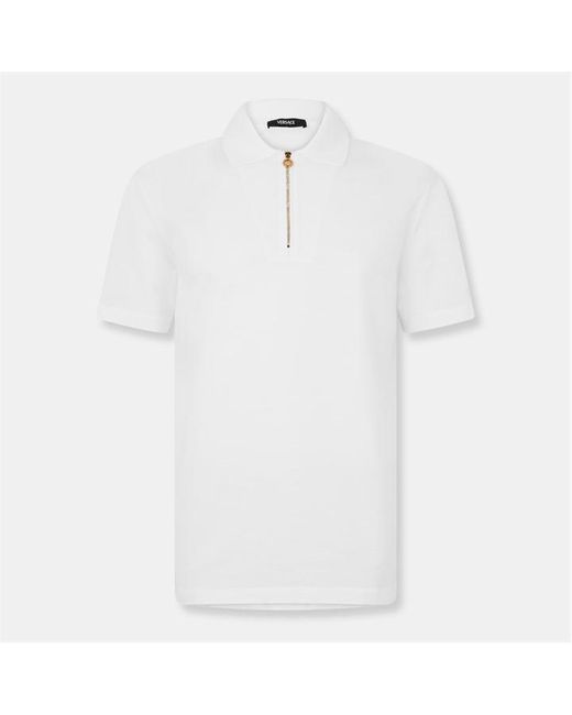 Versace White Short Sleeve Polo Shirt for men