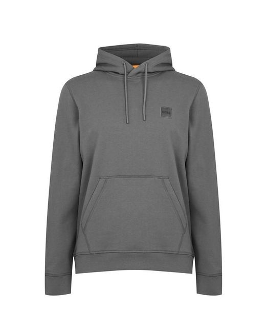 Boss Gray Wetalk Logo Patch Hoodie for men