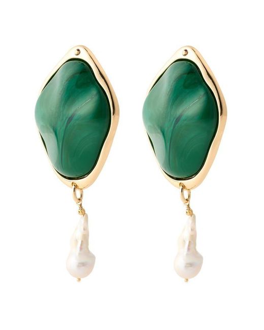 DESIERTO Green Bumpy Duo Drop Earrings