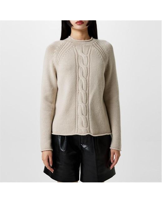 Max Mara Gray Pico Cable-Knit Sweater