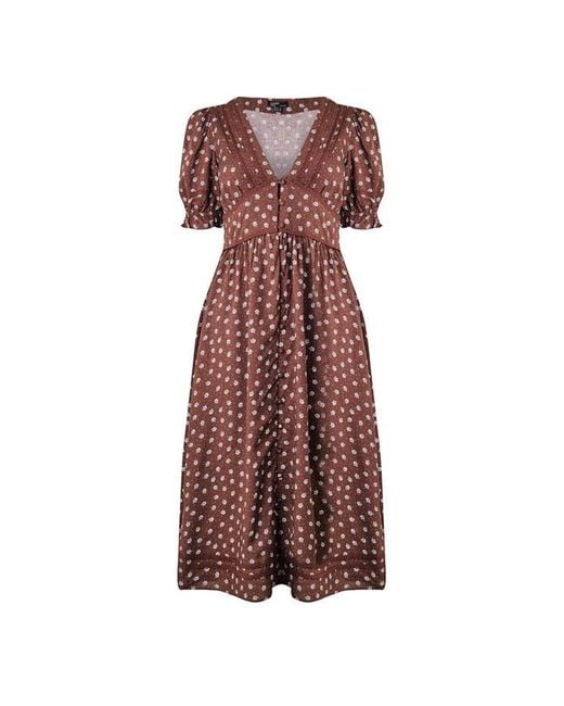 Nobody's Child Red Nc Frances Midi Dres Ld64