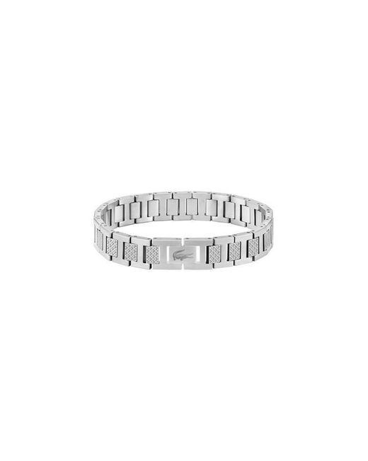 Lacoste White Metropole Stainless Steel Metal Link Bracelet for men