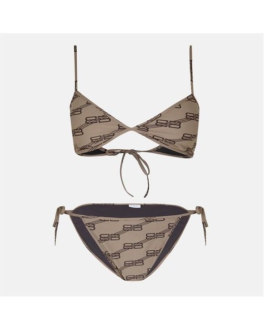 Balenciaga Multicolor Logo Detail Technical Swim Fabric Bikini Set